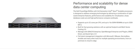 Servidor em rack DELL EMC PowerEdge R650 de nível empresarial Intel Xeon 4310 1U